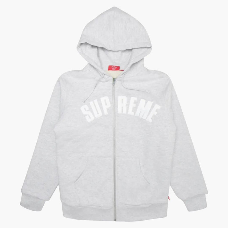 Supreme Arc Logo Thermal Zip Up Sweatshirt Ash Grey