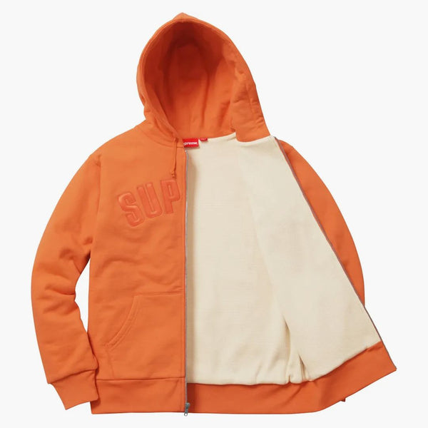 Supreme Arc Logo Thermal Zip Up Sweatshirt Bright Orange
