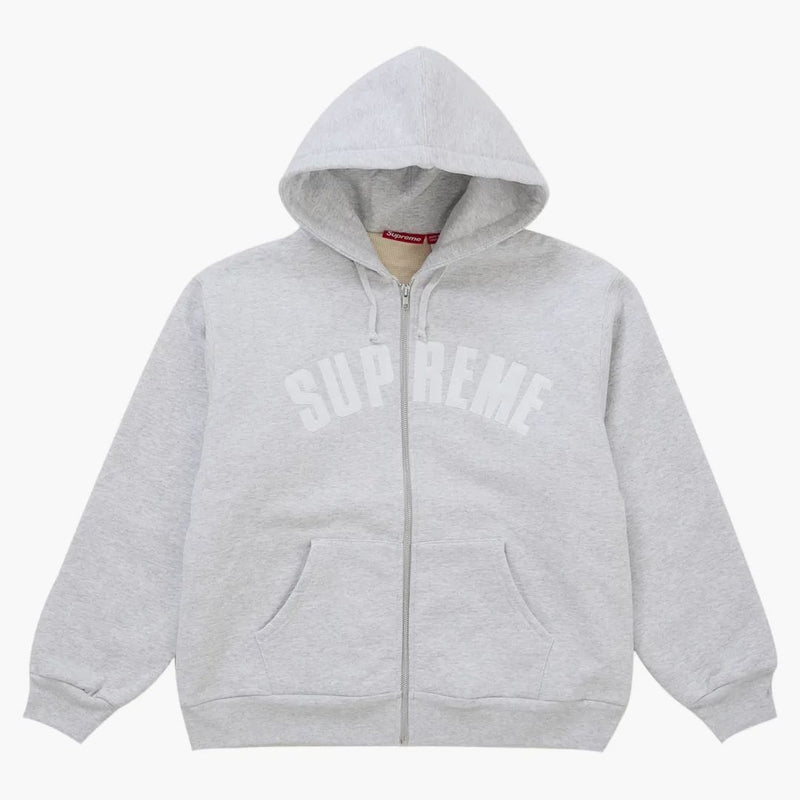 Supreme Arc Thermal Lined Zip Up Hooded Sweatshirt Ash Grey