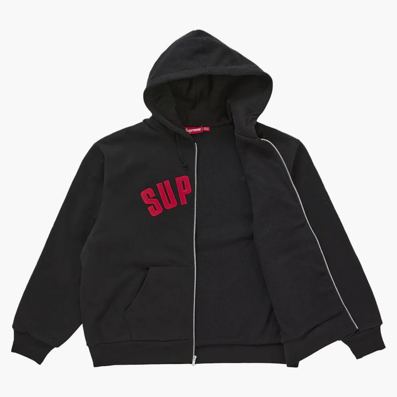 Supreme Arc Thermal Lined Zip Up Hooded Sweatshirt Black