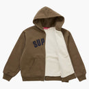 Supreme Arc Thermal Lined Zip Up Hooded Sweatshirt Brown