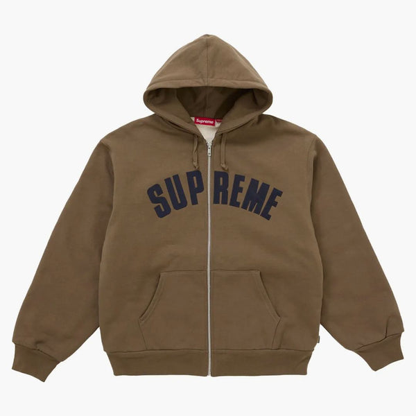 Supreme Arc Thermal Lined Zip Up Hooded Sweatshirt Brown