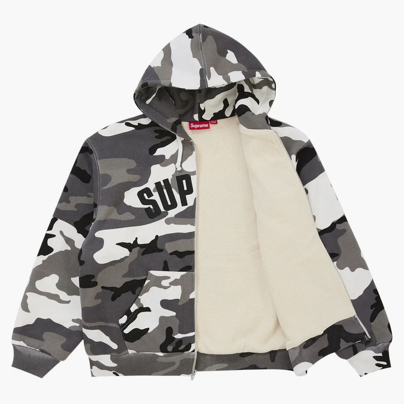 Supreme Arc Thermal Lined Zip Up Hooded Sweatshirt Snow Camo