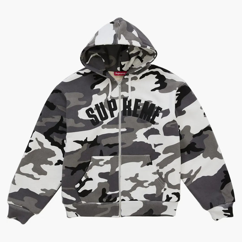 Supreme Arc Thermal Lined Zip Up Hooded Sweatshirt Snow Camo