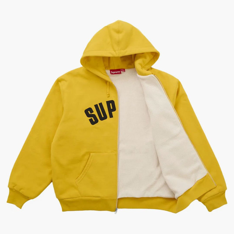 Supreme Arc Thermal Lined Zip Up Hooded Sweatshirt Yellow