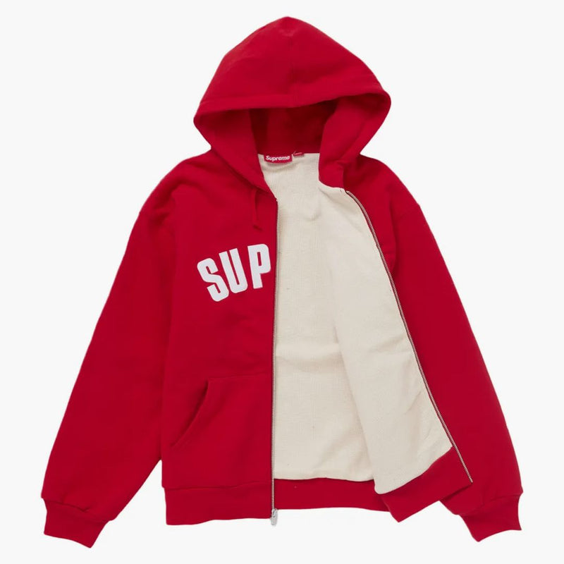 Arc thermal zip up hooded sweatshirt red