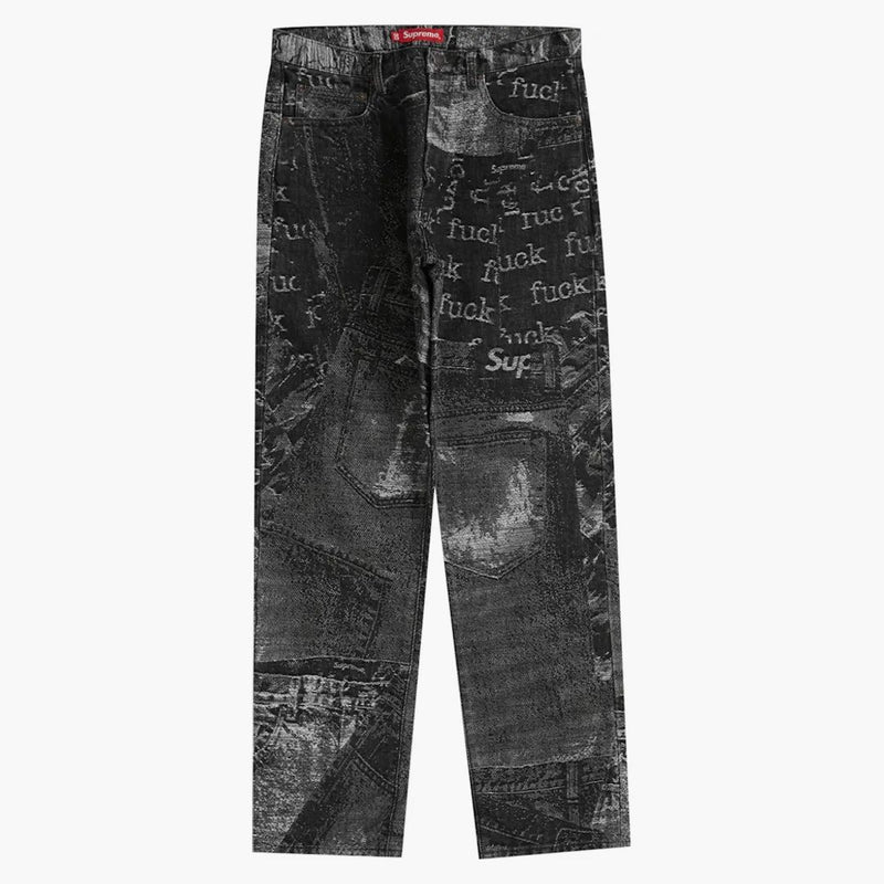 Supreme Archive Denim Jacquard Regular Jean Black