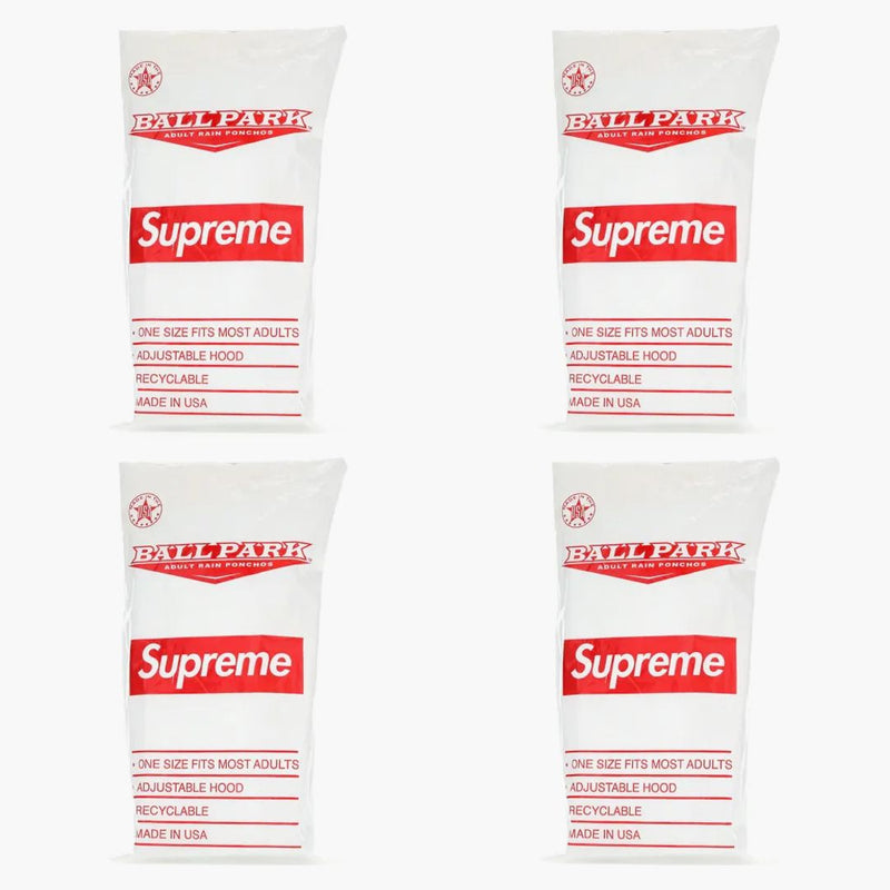Supreme Ballpark Rain Poncho 4x Lot Ss20 Season Gift White/red