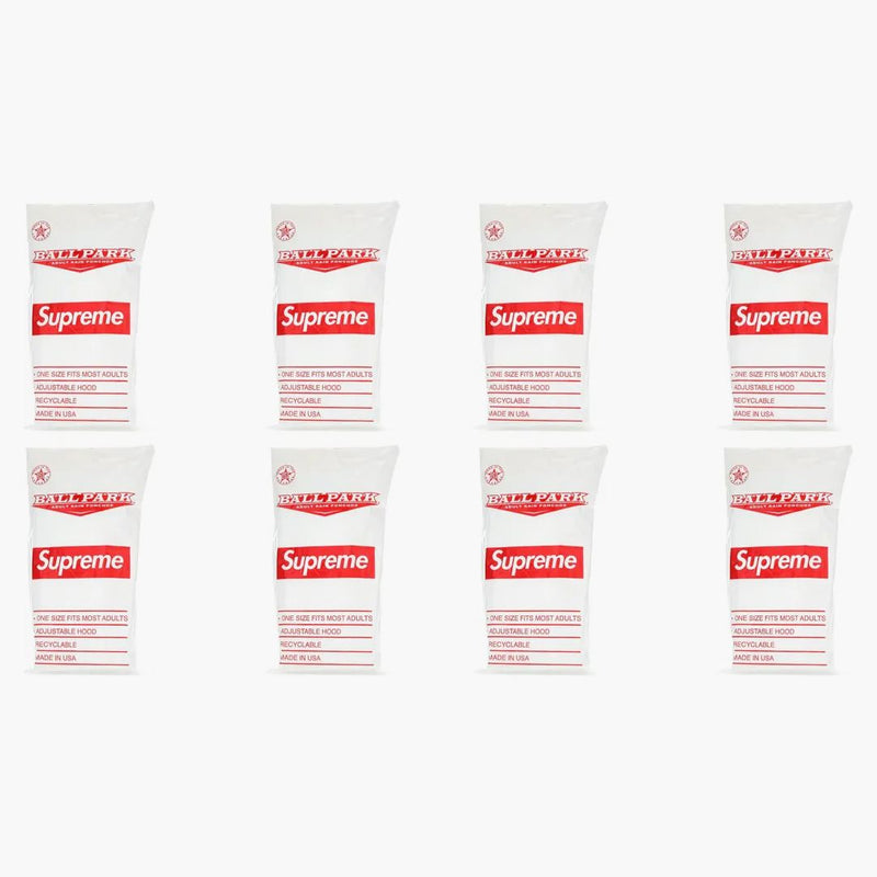 Supreme Ballpark Rain Poncho 8x Lot Ss20 Season Gift White/red