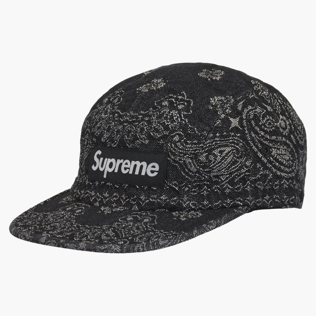 Supreme Bandana Jacquard Denim Camp Cap Black - Main Image