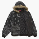 Supreme Bandana Jacquard Denim Hooded Work Jacket Black