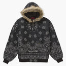 Supreme Bandana Jacquard Denim Hooded Work Jacket Black