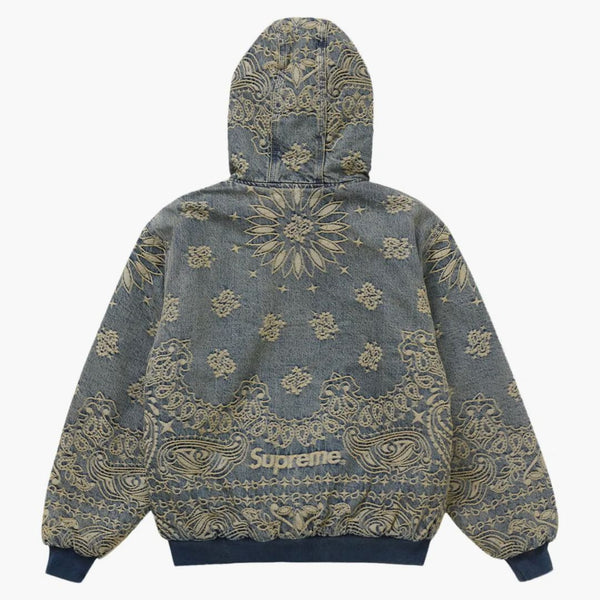 Supreme Bandana Jacquard Denim Hooded Work Jacket Blue