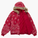 Supreme Bandana Jacquard Denim Hooded Work Jacket Red