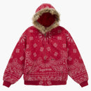 Supreme Bandana Jacquard Denim Hooded Work Jacket Red