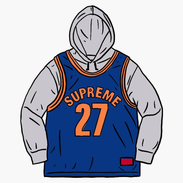 Supreme Basketball Jersey Hooded Sweatshirt Ash Grey