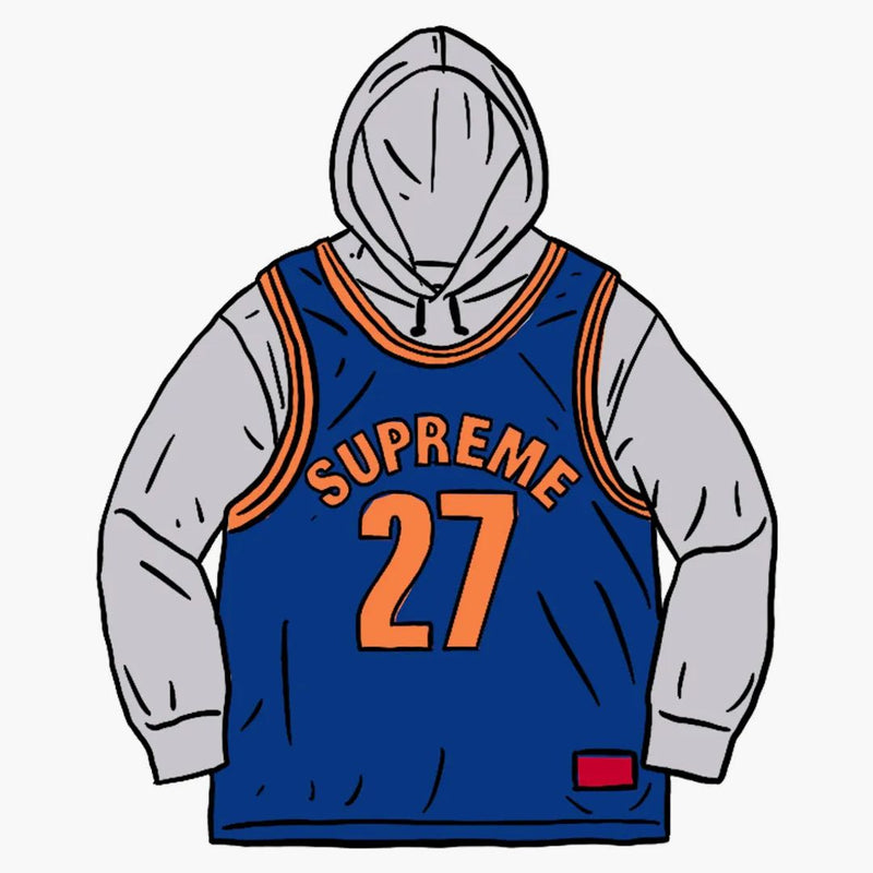 Supreme Basketball Jersey Hooded Sweatshirt Ash Grey