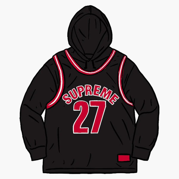Supreme Basketball Jersey Hooded Sweatshirt svart