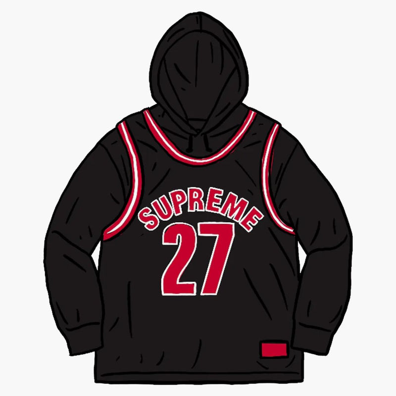 Supreme Basketball Jersey Hooded Sweatshirt svart