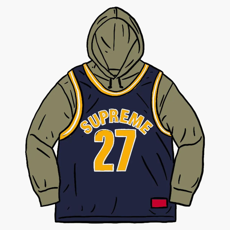 Supreme Basketball Jersey Hooded Sweatshirt Light Olive
