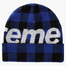 Supreme Big Logo Beanie (fw20) Blue Plaid