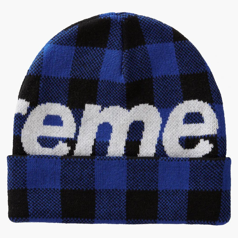Supreme Big Logo Beanie (FW20) Blue Plaid