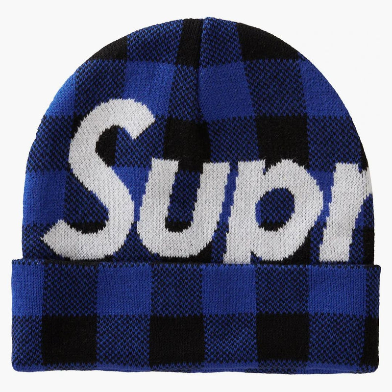 Supreme Big Logo Beanie (FW20) Blue Plaid