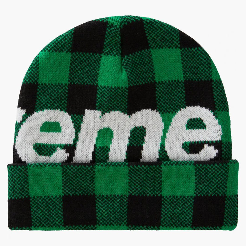 Supreme Big Logo Beanie (fw20) Green Plaid