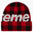 Supreme Big Logo Beanie (FW20) Red Plaid