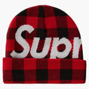 Supreme Big Logo Beanie (FW20) Red Plaid