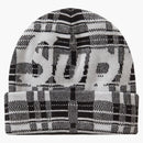 Supreme Big Logo Beanie (FW23) White Plaid