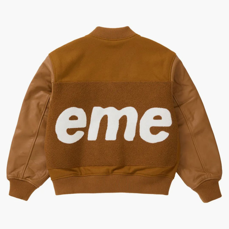 Nejvyšší velké logo Chenille Varsity bunda hořčice