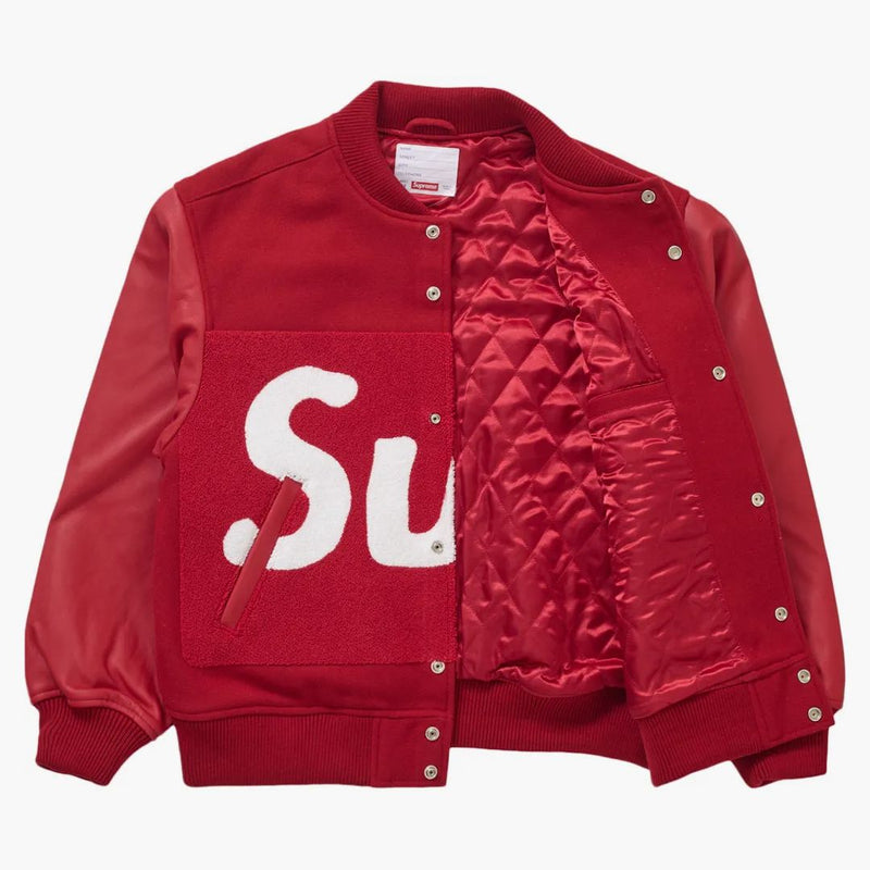 Supreme Big Logo Chenille Varsity Jacket Red