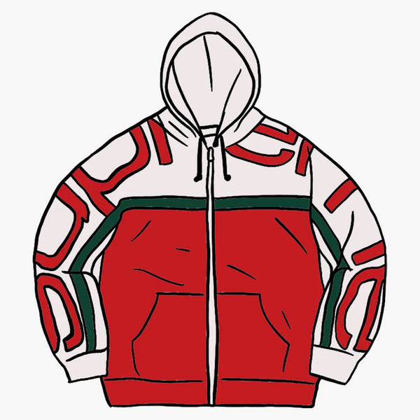 Supreme Big Logo Paneled Zip Up Red