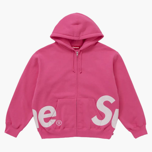 Supreme Big Logo Zip Up Hooded Sweatshirt Magenta