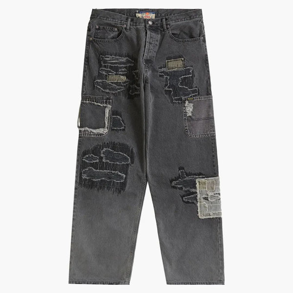 Supreme Blackmeans lagade lös passform Jean Washed Black