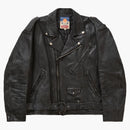 Supreme Blackmeans målade lädermotorcykeljacka svart