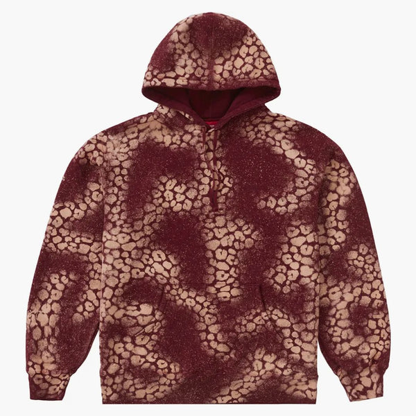 Supreme Bleached Leopard Hooded Sweatshirt Cardinal