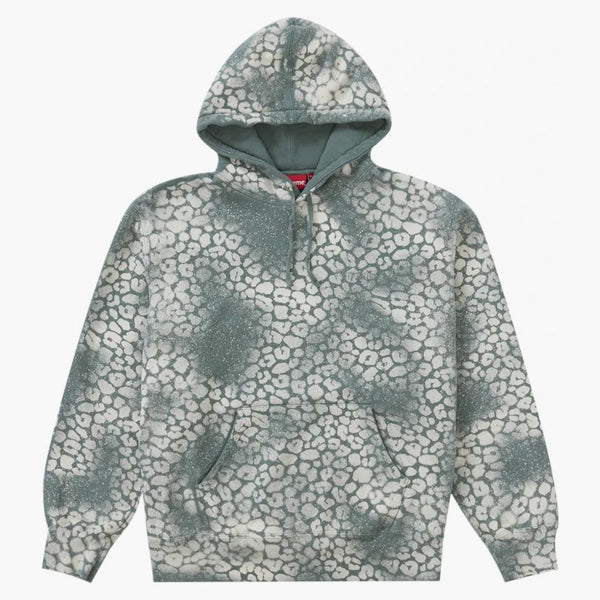 Supreme Bleached Leopard Hooded Sweatshirt Dusty Teal