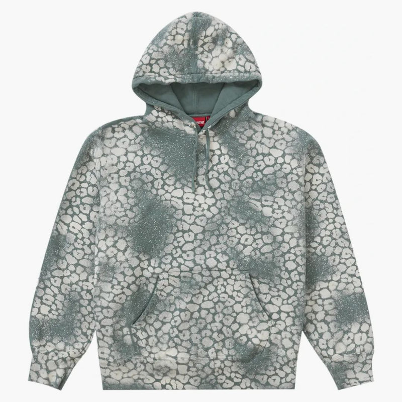 Supreme Bleached Leopard Hooded Sweatshirt Dusty Teal