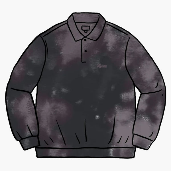 Högsta blekt velor l/s polo svart