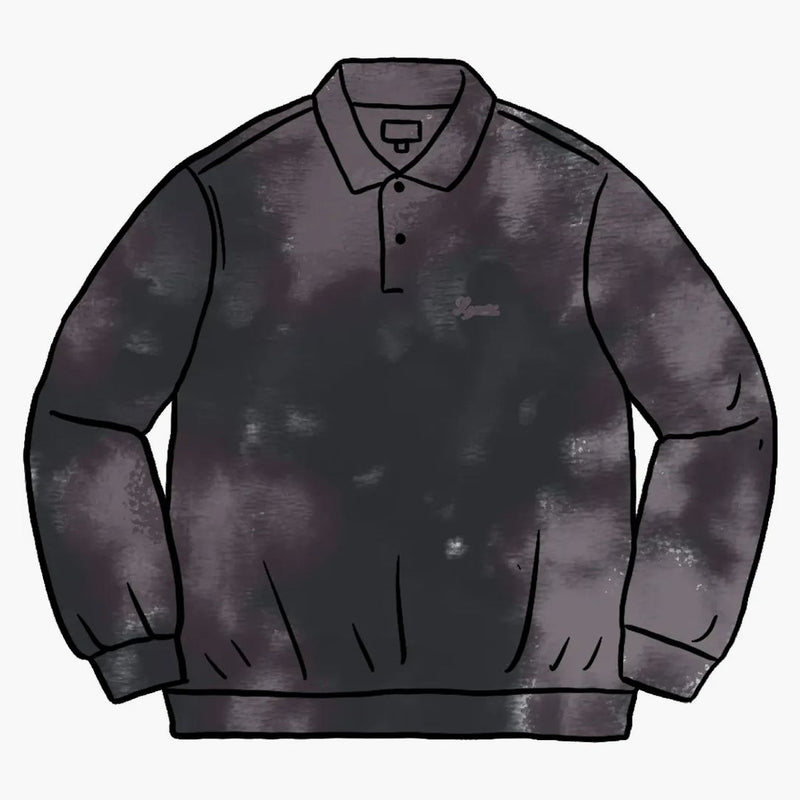 Högsta blekt velor l/s polo svart