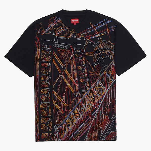 Supreme bridge embroidered s/s tea black
