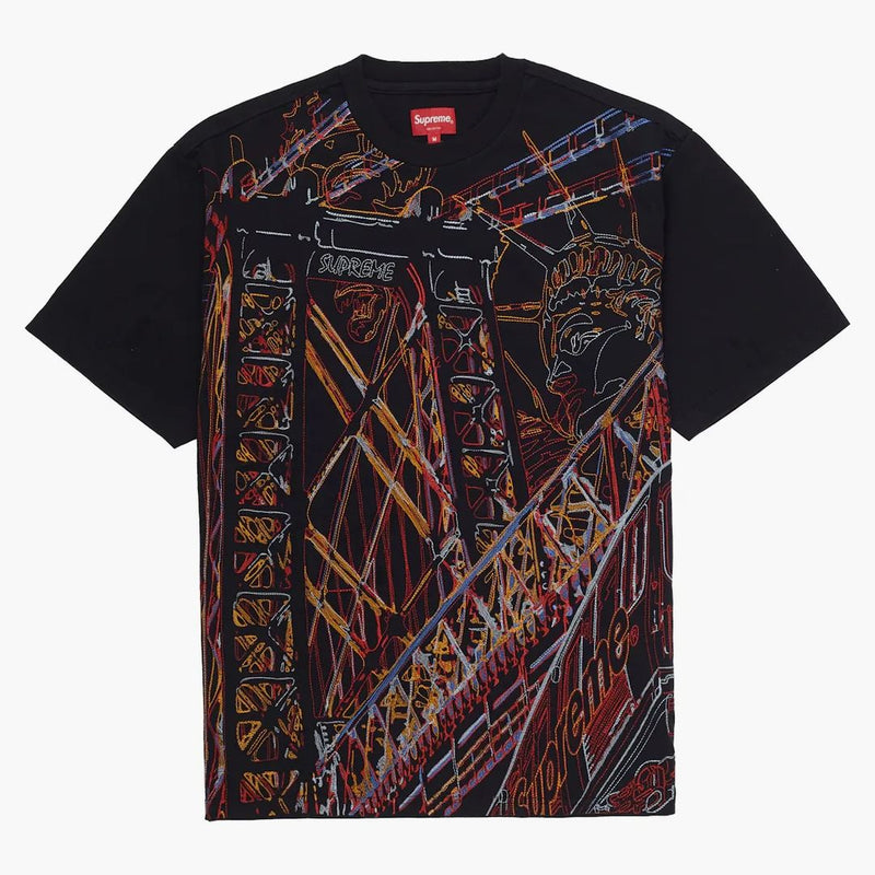 Supreme bridge embroidered s/s tea black