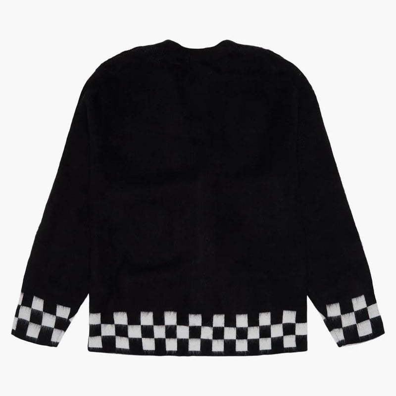 Högsta borstade checkerboard cardigan svart