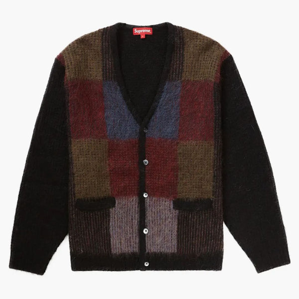 Högsta borstade rutnät Cardigan Black