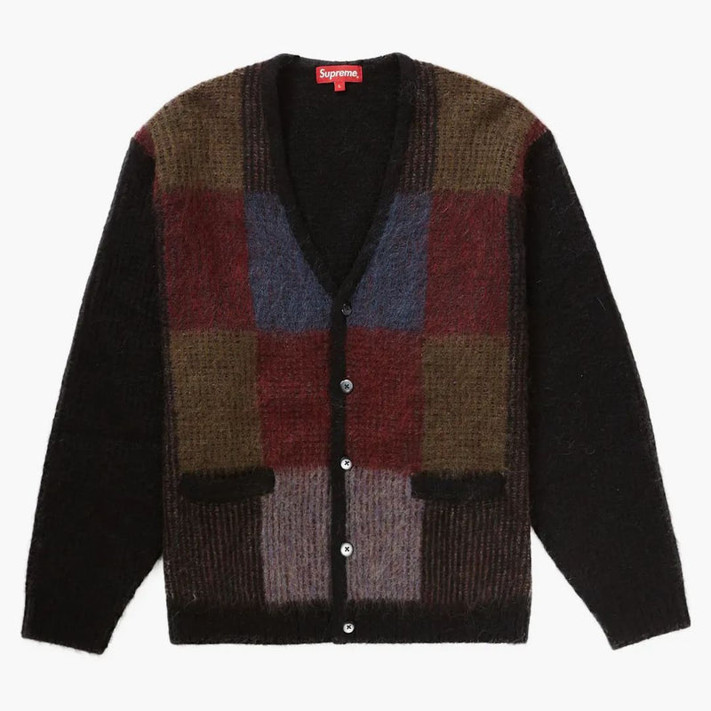 Högsta borstade rutnät Cardigan Black