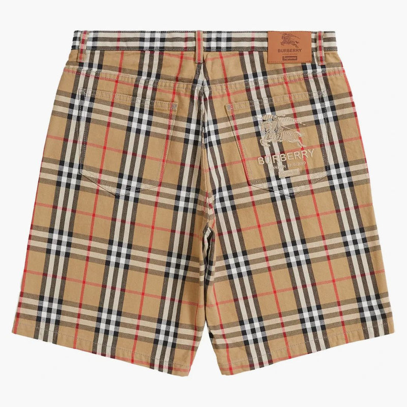 Supreme Burberry Denim Short Beige