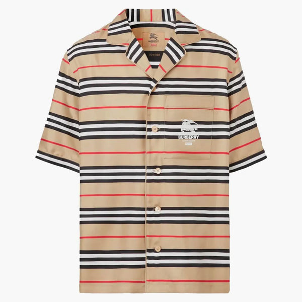 Supreme Burberry Icon Silk Pajama Shirt Archive Beige