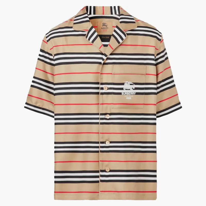 Supreme Burberry Icon Silk Pajama Shirt Archive Beige